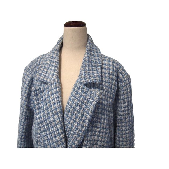 NWT Eloquii Womens Tweed Blazer 24 Jacket Blue Checkered Double Breasted Tweed - Picture 5 of 9